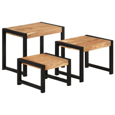 Nesting Tables 3 pcs Solid Acacia Wood with Honey Finish